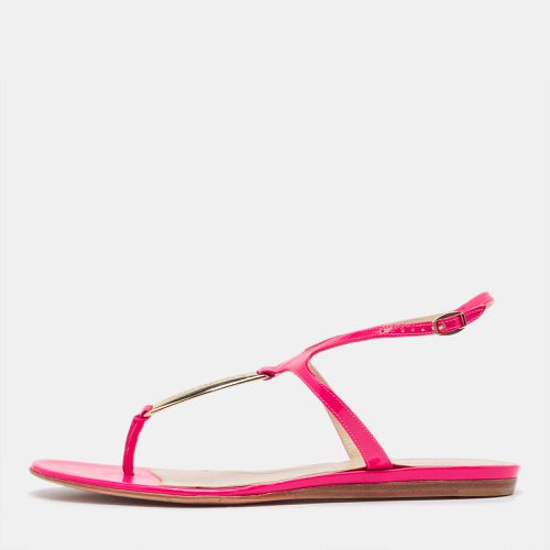 Alexander McQueen Pink Leather Thong Ankle Strap Flat Sandals Size 37.5 - Alexander McQueen - Modalova