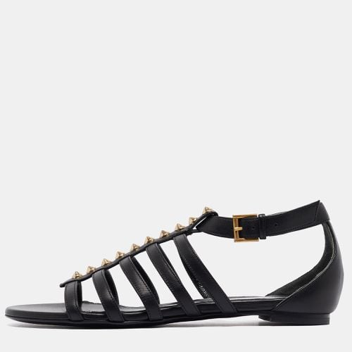 Alexander McQueen Black Leather Studded Flat Sandals Size 38 - Alexander McQueen - Modalova