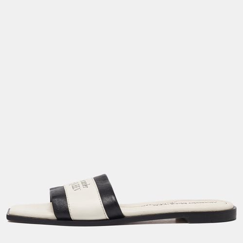 Alexander McQueen Ivory/Black Leather Flat Slides Size 37 - Alexander McQueen - Modalova