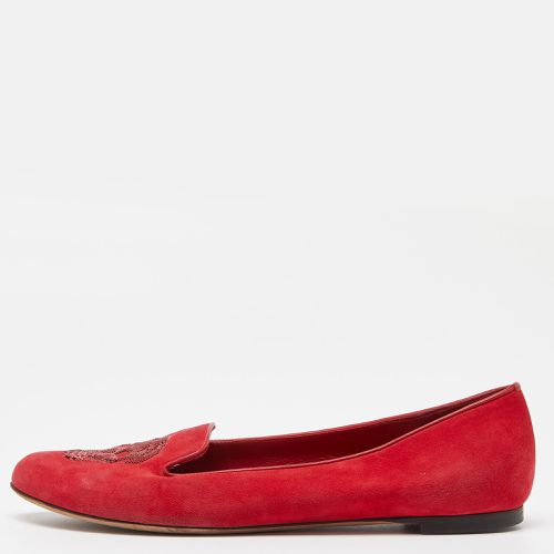 Alexander McQueen Red Suede Sequins Skull Smoking Slippers Size 37 - Alexander McQueen - Modalova