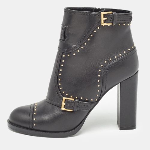 Alexander McQueen Black Leather Studded Buckle Ankle Boots Size 38.5 - Alexander McQueen - Modalova