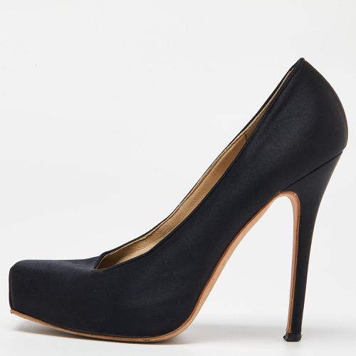 Alexander McQueen Black Satin Square Toe Platform Pumps Size 38.5 - Alexander McQueen - Modalova