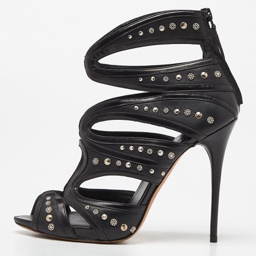 Alexander McQueen Black Leather Studded Strappy Sandals Size 38 - Alexander McQueen - Modalova