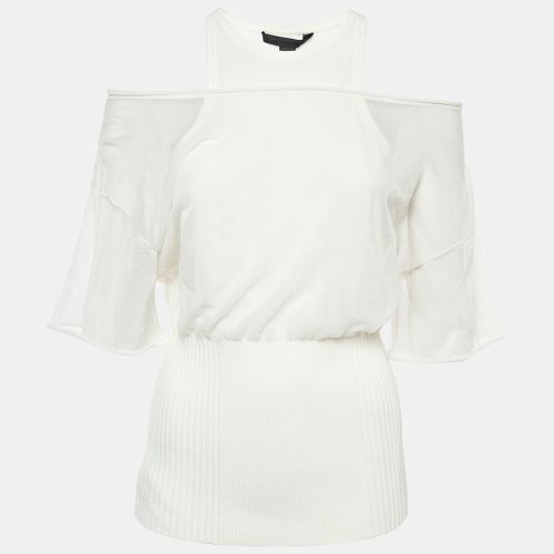 Alexander Wang Off-White Cotton knit Sheer Overlay Top L - Alexander Wang - Modalova