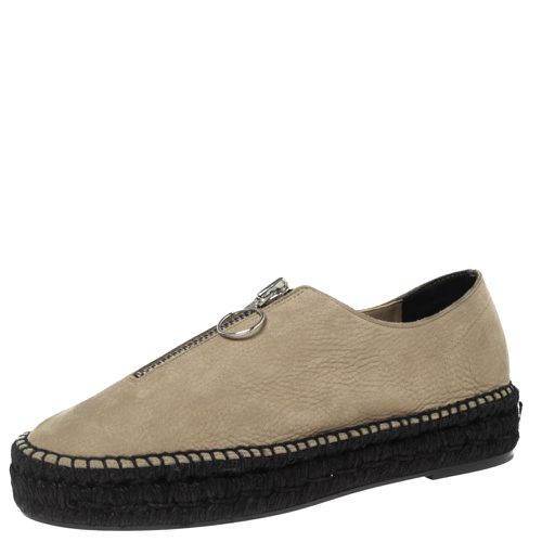 Khaki Leather Devon Front Zip Flat Espadrilles Size 40 - Alexander Wang - Modalova