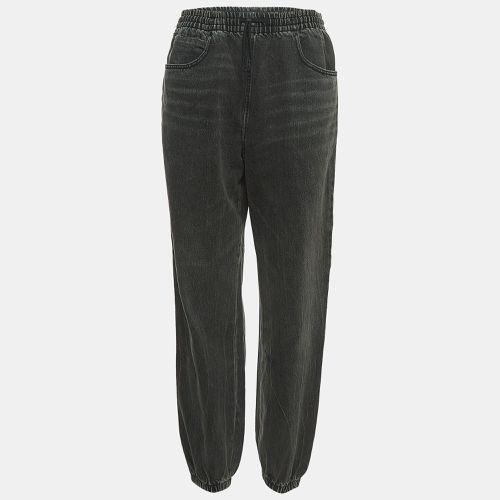 Alexander Wang Charcoal Grey Denim Logo Tape Drawstring Jeans S - Alexander Wang - Modalova