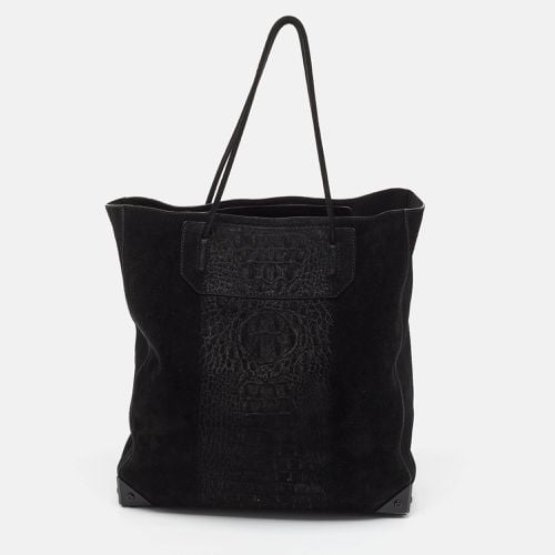 Alexander Wang Black Croc Embossed Suede Prisma Tote - Alexander Wang - Modalova