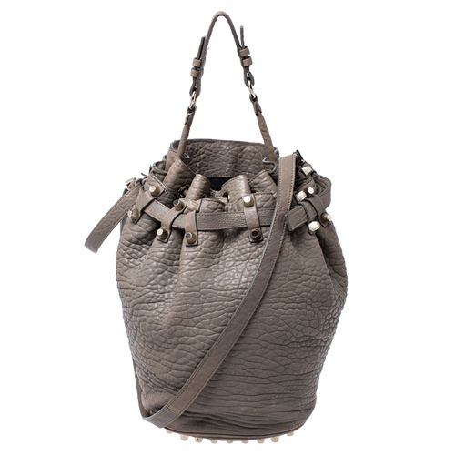 Alexander Wang Taupe Textured Leather Diego Bucket Bag - Alexander Wang - Modalova