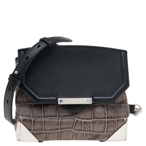 Alexander Wang Grey/Black Croc Embossed Leather Mini Marion Prisma Shoulder Bag - Alexander Wang - Modalova