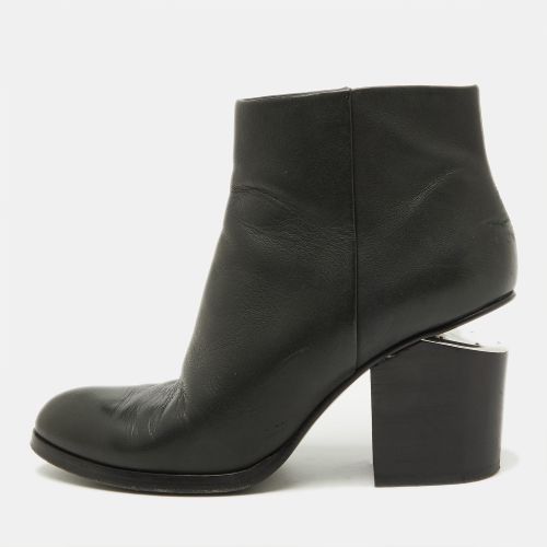 Alexander Wang Black Leather Block Heel Ankle Length Boots Size 39 - Alexander Wang - Modalova