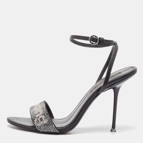 Alexander Wang Black Crystal Embellished Ankle Strap Sandals Size 37.5 - Alexander Wang - Modalova