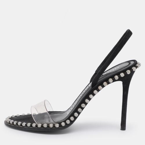 Alexander Wang Black/Transparent Suede and PVC Nova Slingback Sandals Size 37 - Alexander Wang - Modalova