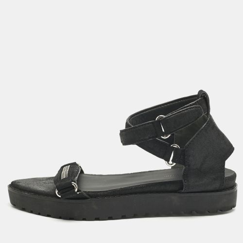Alexander Wang Black Nubuck Leather Ankle Flat Sandals Size 37 - Alexander Wang - Modalova