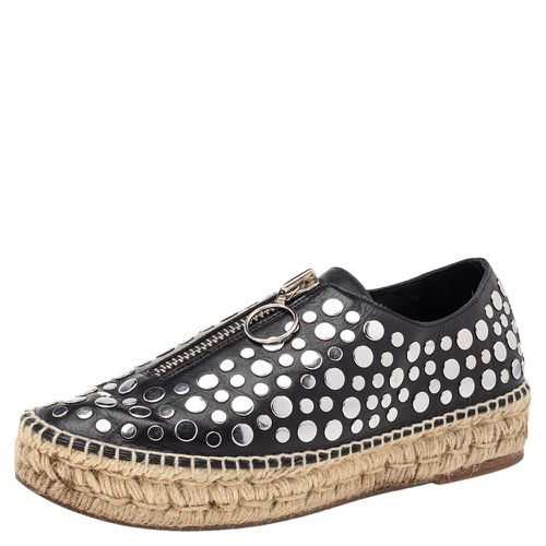 Alexander Wang Black Embellished Leather Platform Espadrille Flats Size 38 - Alexander Wang - Modalova