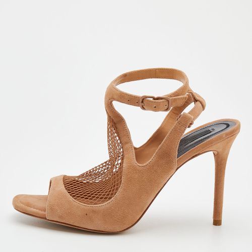 Alexander Wang Beige Suede and Fishnet Piper Ankle Strap Sandals Size 37.5 - Alexander Wang - Modalova