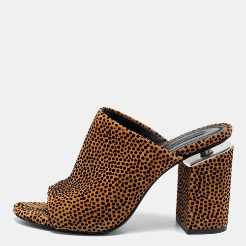 Alexander Wang Brown/Black Animal Print Suede Avery Block Heel Mules Size 38 - Alexander Wang - Modalova