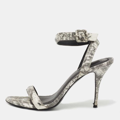 Alexander Wang White/Black Lizard Embossed Leather Ankle Strap Sandals Size 40.5 - Alexander Wang - Modalova