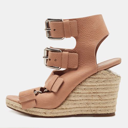 Alexander Wang Pink Nubuck Leather Buckle Ankle Cuff Espadrille Sandals Size 40 - Alexander Wang - Modalova