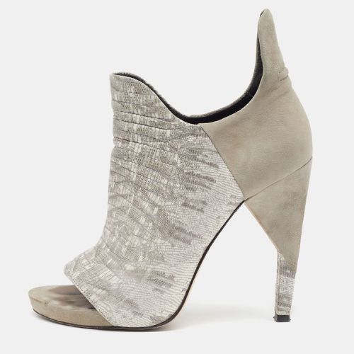 Lizard Embossed Leather and Suede Devon Graphic Ankle Boots Size 39 - Alexander Wang - Modalova