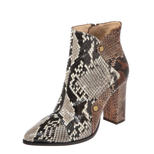 Alexandre Birman White-Brown Python Leather Ankle Boots Size 37 - Alexandre Birman - Modalova