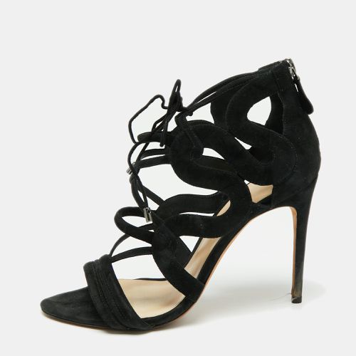 Alexandre Birman Black Suede Elenara Ankle Strappy Tie Up Sandals Size 39.5 - Alexandre Birman - Modalova