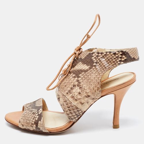 Alexandre Birman Beige/Brown Snakeskin Lace Up Sandals Size 39.5 - Alexandre Birman - Modalova