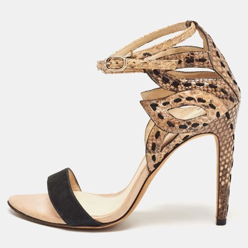 Alexandre Birman Tricolor Suede and Python Cut Out Ankle Strap Sandals Size 36.5 - Alexandre Birman - Modalova