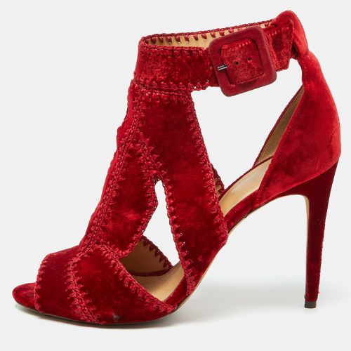 Alexandre Birman Red Velvet Ankle Strap Sandals Size 41 - Alexandre Birman - Modalova