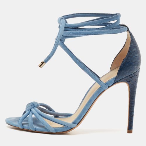 Alexandre Birman Blue Python and Suede Ankle Wrap Sandals Size 37.5 - Alexandre Birman - Modalova