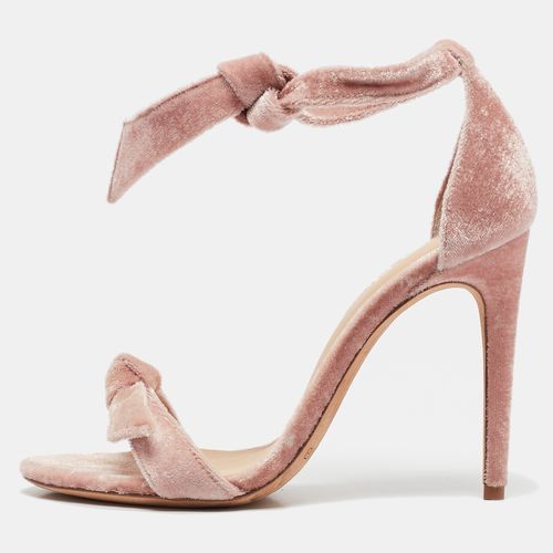 Alexandre Birman Pink Velvet Clarita Ankle Wrap Sandals Size 37 - Alexandre Birman - Modalova