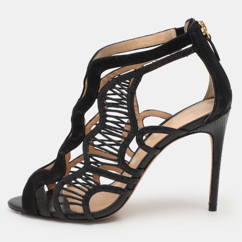 Python Embossed Leather and Suede Caged Sandals Size 39.5 - Alexandre Birman - Modalova