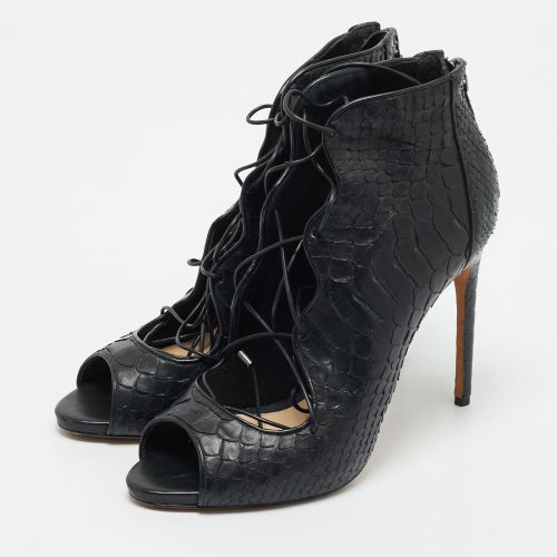 Python Leather Peep Toe Lace Up Pumps Size 40 - Alexandre Birman - Modalova