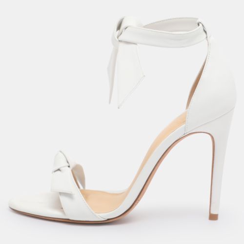 Alexandre Birman White Leather Clarita Bow Ankle Wrap Sandals Size 36 - Alexandre Birman - Modalova