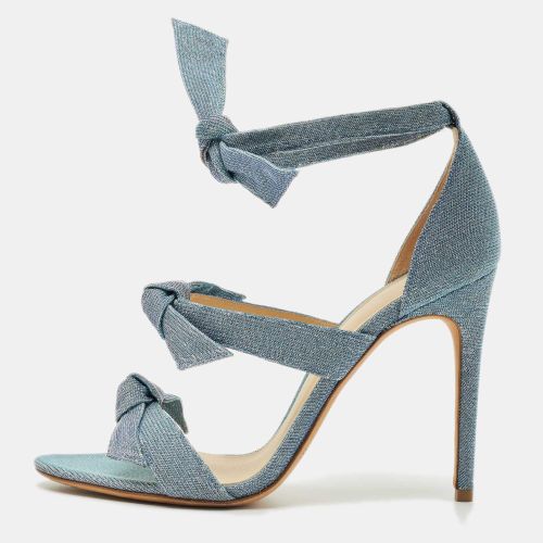 Alexandre Birman Blue Metallic Lurex Fabric Lolita Knot Ankle Strap Sandals Size 39 - Alexandre Birman - Modalova
