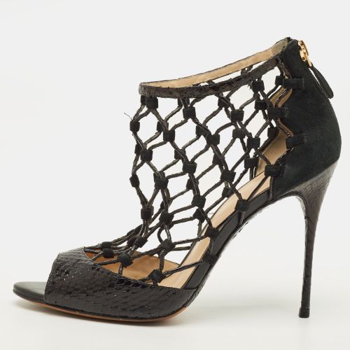 Size 38.5 Python Leather and Suede Gladiator Sandals - Alexandre Birman - Modalova