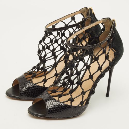 Size 38.5 Python Leather and Suede Gladiator Sandals - Alexandre Birman - Modalova