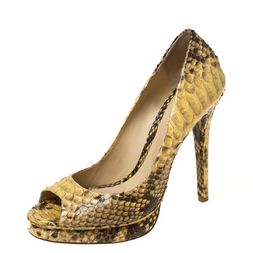 Alexander Birman /Black Python Peep Toe Pumps Size 40.5 - Alexandre Birman - Modalova