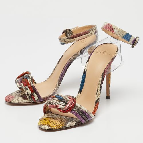 Size 37 PVC and Python Embossed Leather Ankle Strap Sandals - Alexandre Birman - Modalova