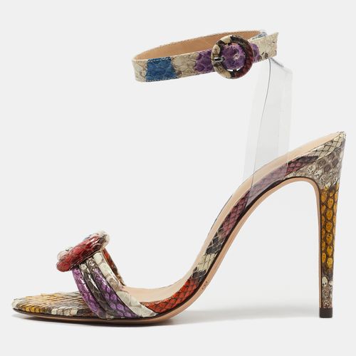 Size 37 PVC and Python Embossed Leather Ankle Strap Sandals - Alexandre Birman - Modalova