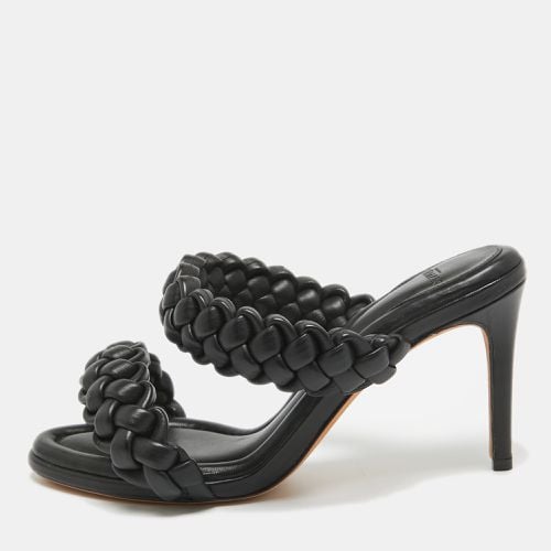 Alexandre Birman Black Leather Braided Accents Slides Size 38 - Alexandre Birman - Modalova