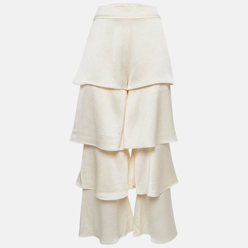 Ivory Satin Tiered Pants XS - Alexis - Modalova