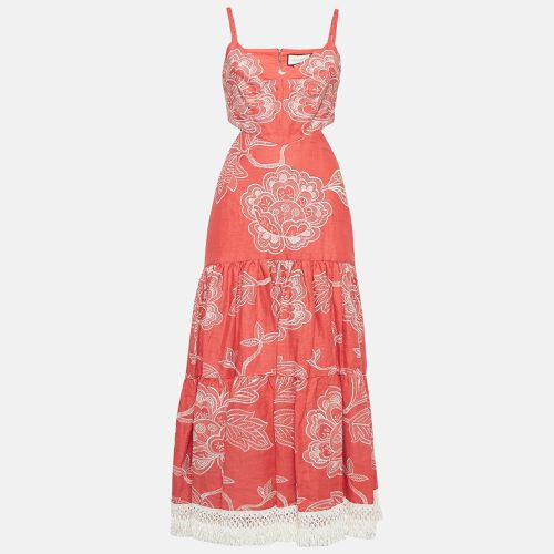 Alexis Coral Orange Embroidered Cotton Midi Dress S - Alexis - Modalova