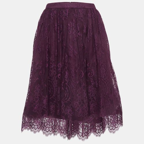 Alice + Olivia Purple Floral Pattern Lace Gathered Midi Skirt M - Alice + Olivia - Modalova