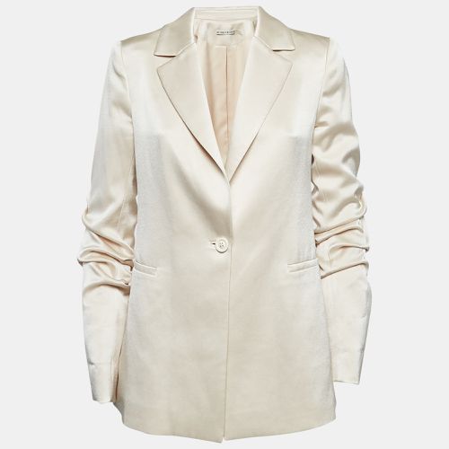 Alice + Olivia Cream Satin Gathered Sleeve Blazer M - Alice + Olivia - Modalova