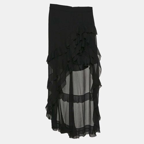 Alice + Olivia Black Crepe Ruffled Asymmetric Skirt S - Alice + Olivia - Modalova