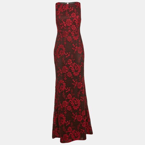 Alice + Olivia Red/Black Floral Patterned Knit Sleeveless Maxi Dress M - Alice + Olivia - Modalova