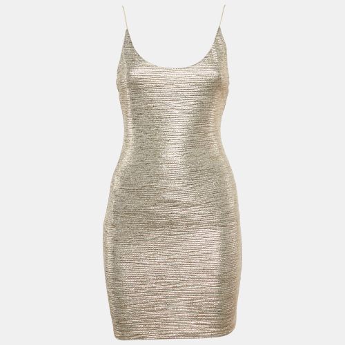 Alice + Olivia Gold Lurex Knit Sleeveless Mini Dress S - Alice + Olivia - Modalova