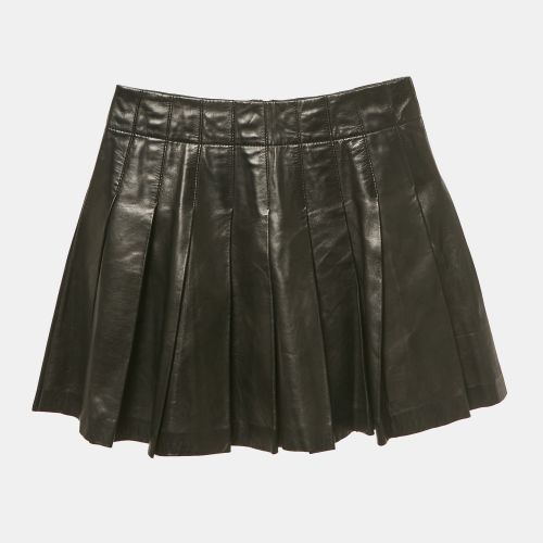 Alice + Olivia Black Leather Pleated Mini Skirt S - Alice + Olivia - Modalova
