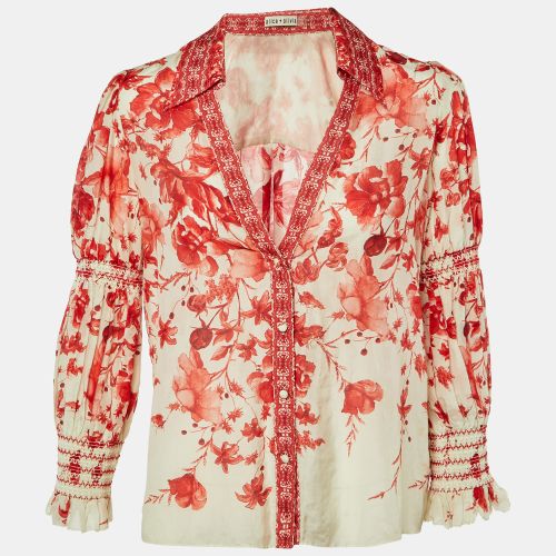 Alice + Olivia Red Printed Cotton & Silk Button Front Blouse M - Alice + Olivia - Modalova