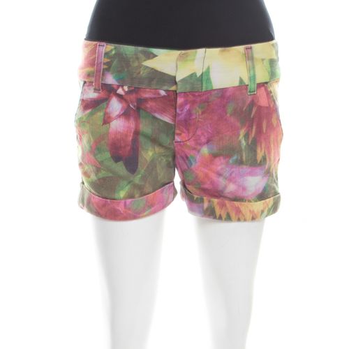 Alice + Olivia Multicolor Flower Printed Cotton Stretch Cuffed Hem Shorts XS - Alice + Olivia - Modalova